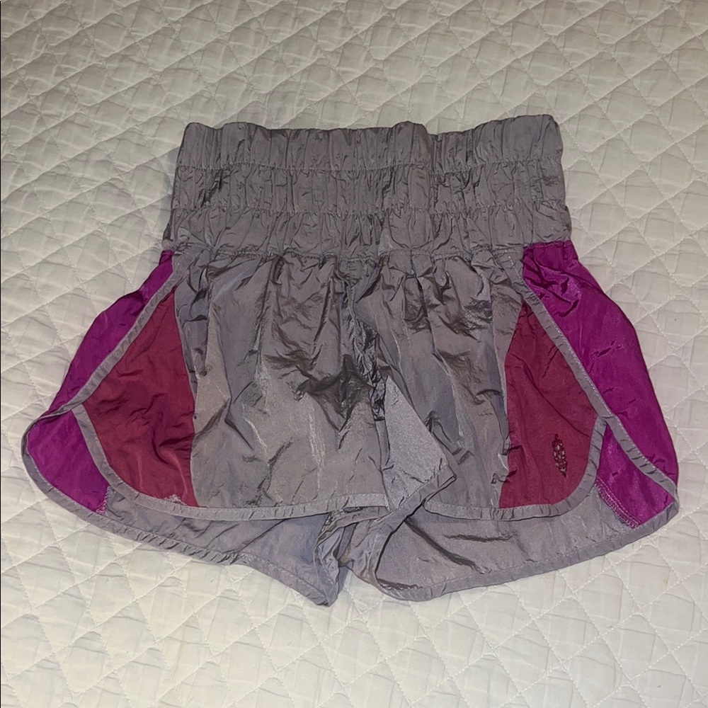 Free People Women's Gray and Pink Athletic Shorts